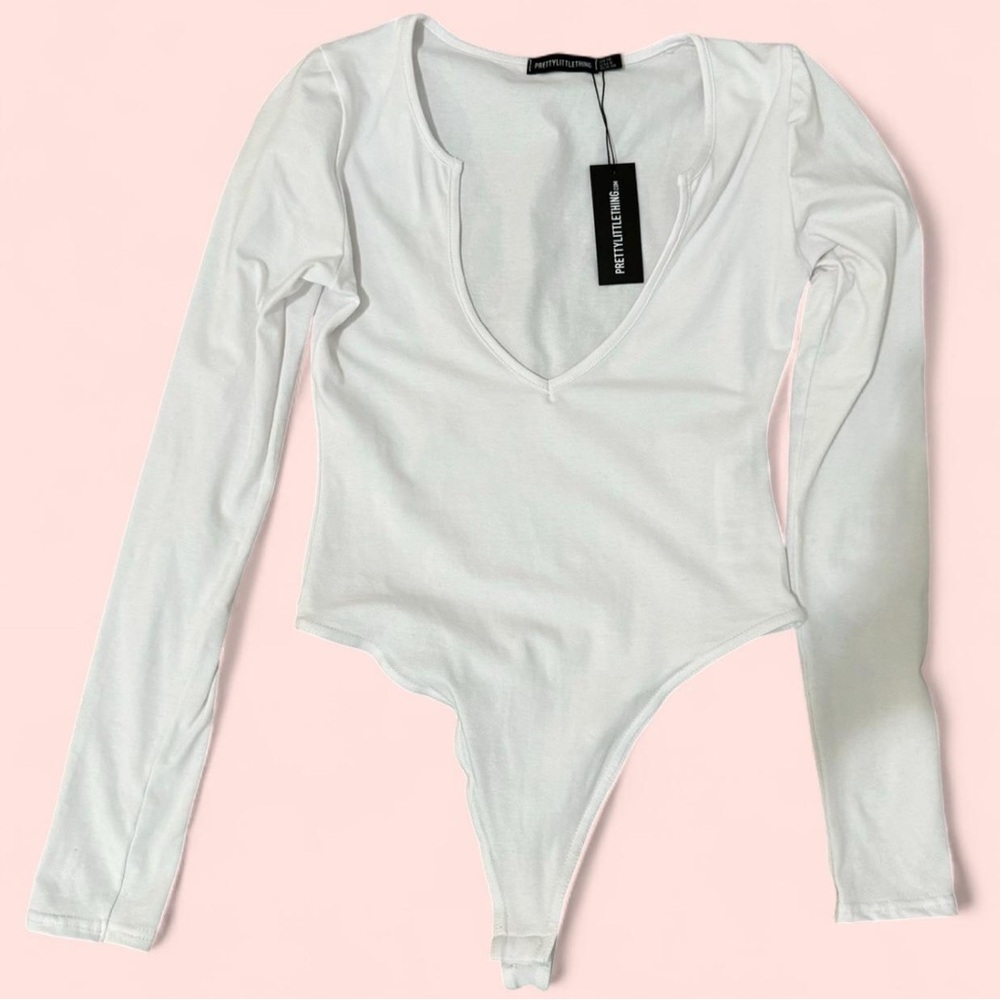 PrettyLittleThing Cream Fitted Bodysuit
